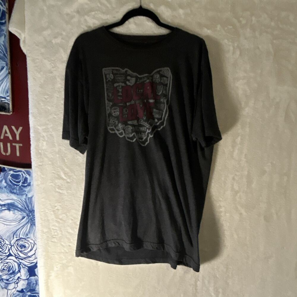 Ohio Local Love T Shirt Mens XL Gray Graphic Tee State Pride Ohio Map Shirt